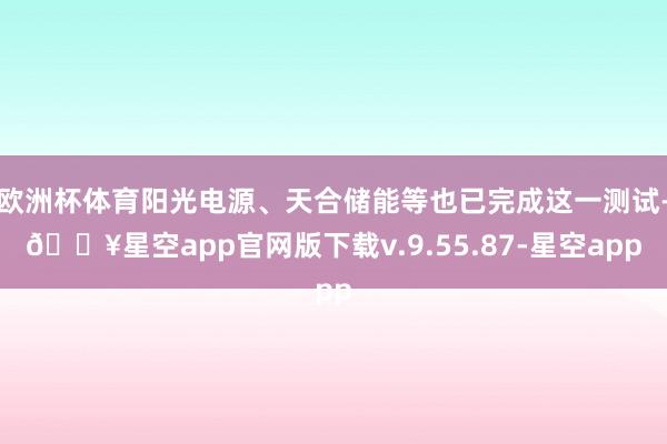 欧洲杯体育阳光电源、天合储能等也已完成这一测试-🔥星空app官网版下载v.9.55.87-星空app